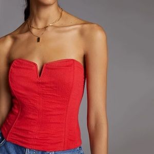 NWT Anthropologie Porridge Strapless Bustier Top in Red